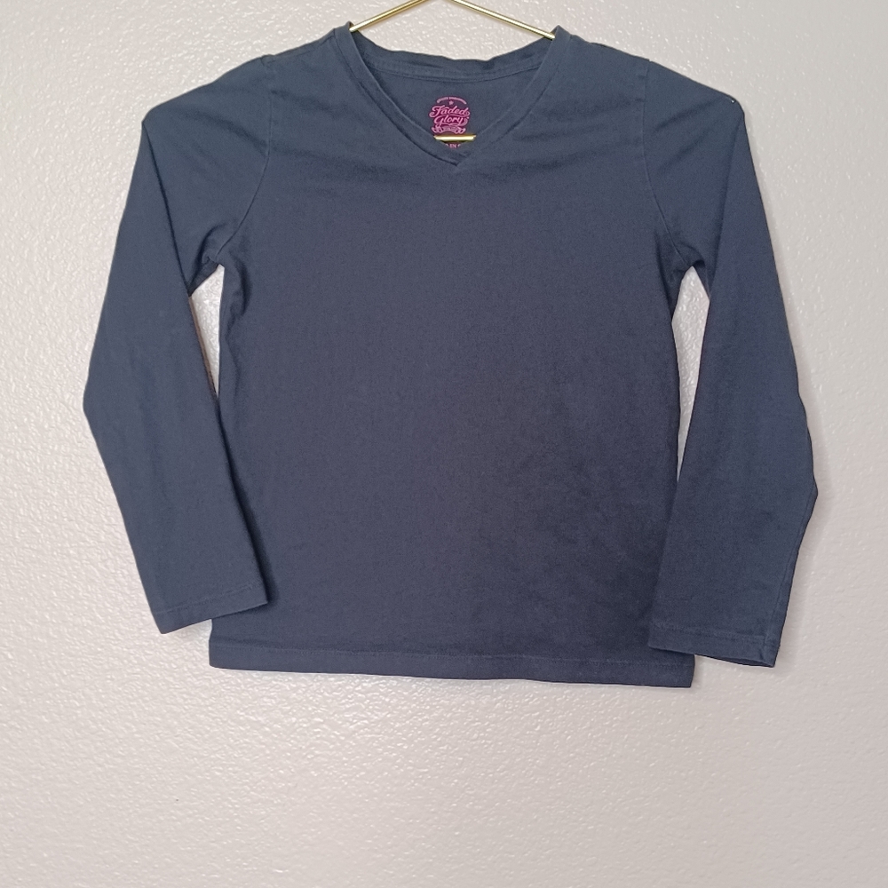 Faded Glory Black Long Sleeve Top Big Girl's Size Medium (7-8)
